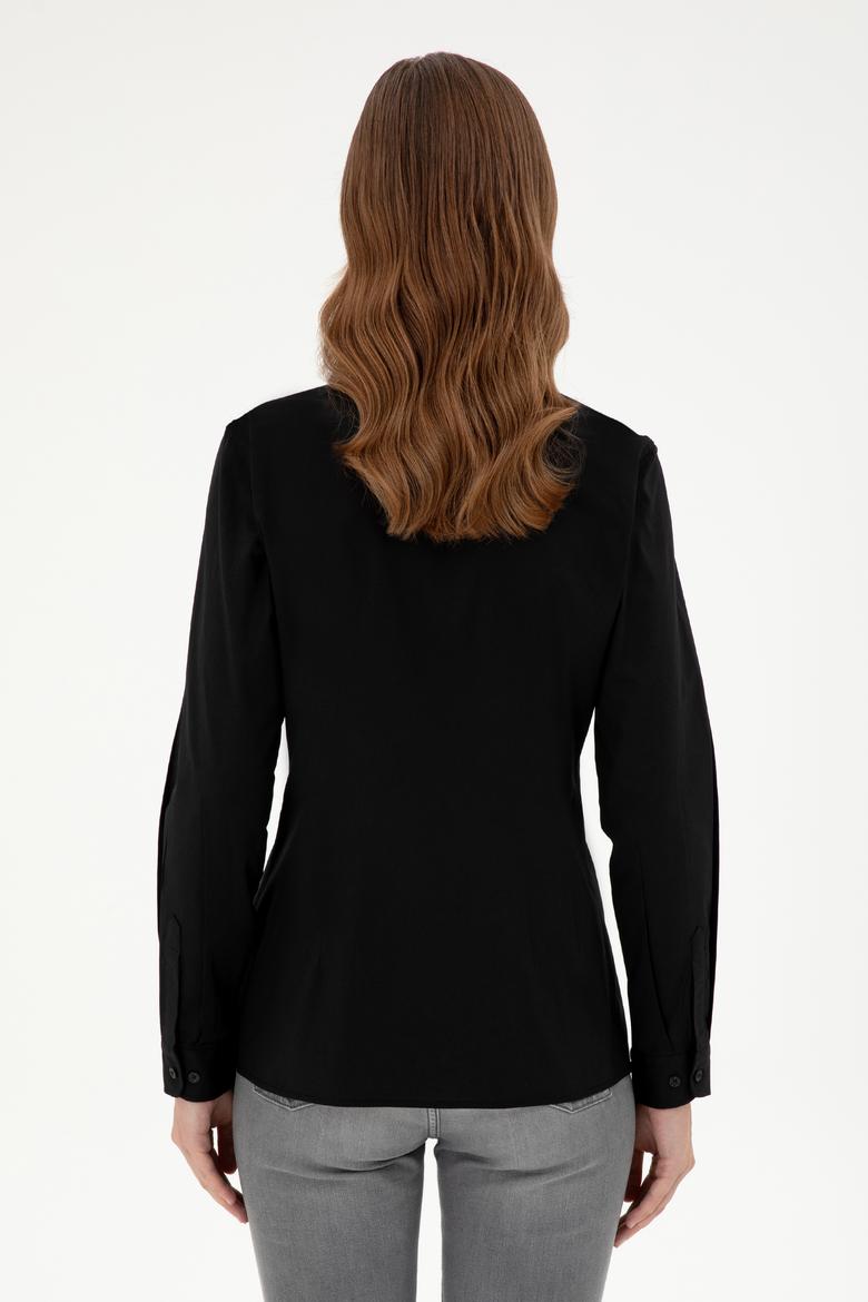 Kadın Siyah Uzun Kollu Basic Gömlek - 50295640030