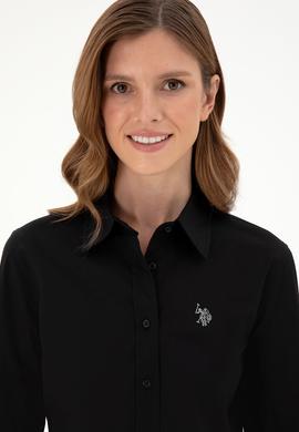 Kadın Siyah Uzun Kollu Basic Gömlek - 50295640030