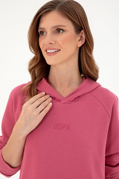 Kadın Pembe Kapüşonlu Sweatshirt