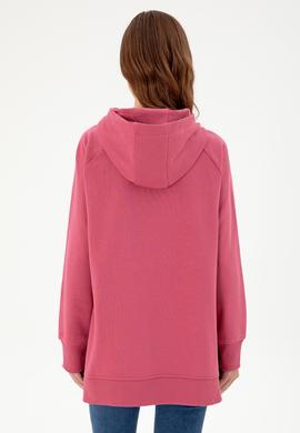 Kadın Pembe Kapüşonlu Sweatshirt - 50296944008