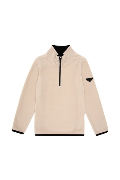 Erkek Çocuk Yarım Fermuarlı Taş Polar Sweatshirt