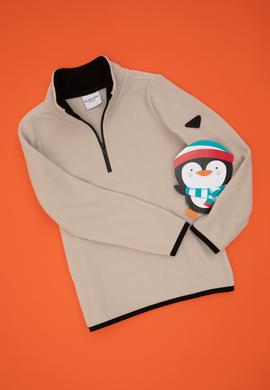 Erkek Çocuk Yarım Fermuarlı Taş Polar Sweatshirt - 50298060054