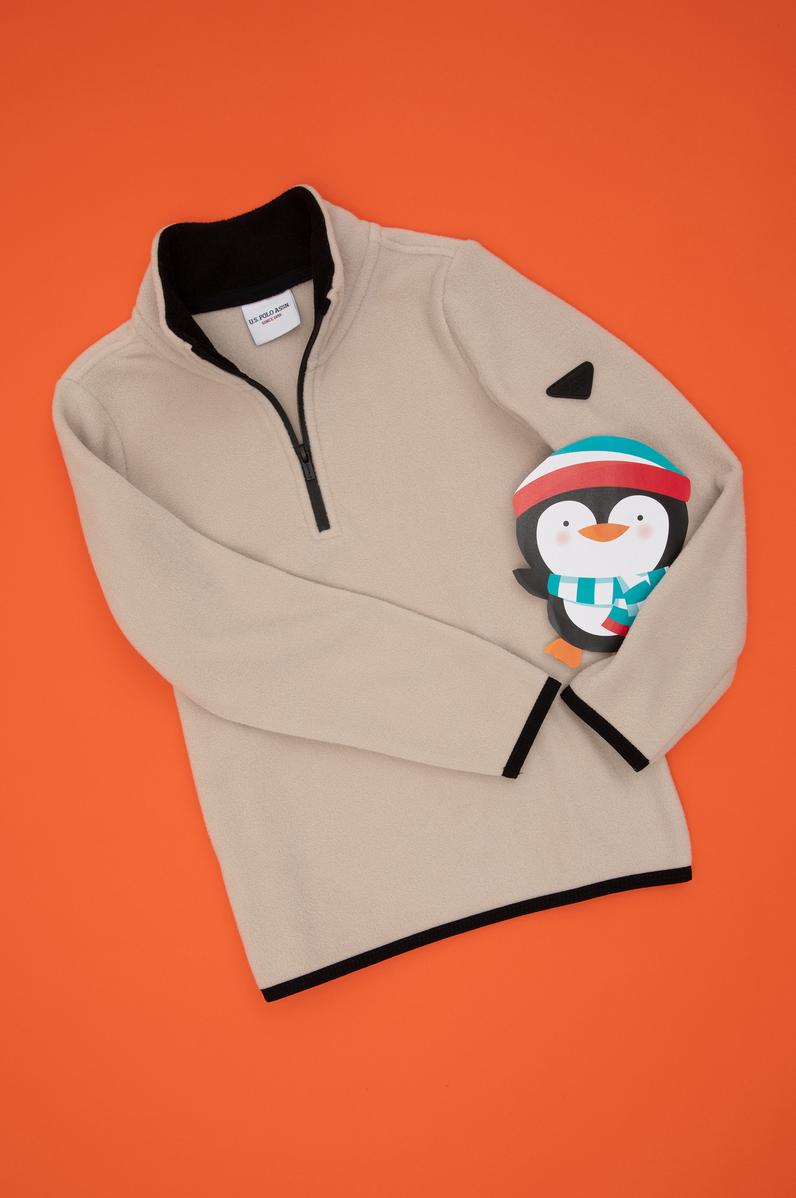 Erkek Çocuk Yarım Fermuarlı Taş Polar Sweatshirt