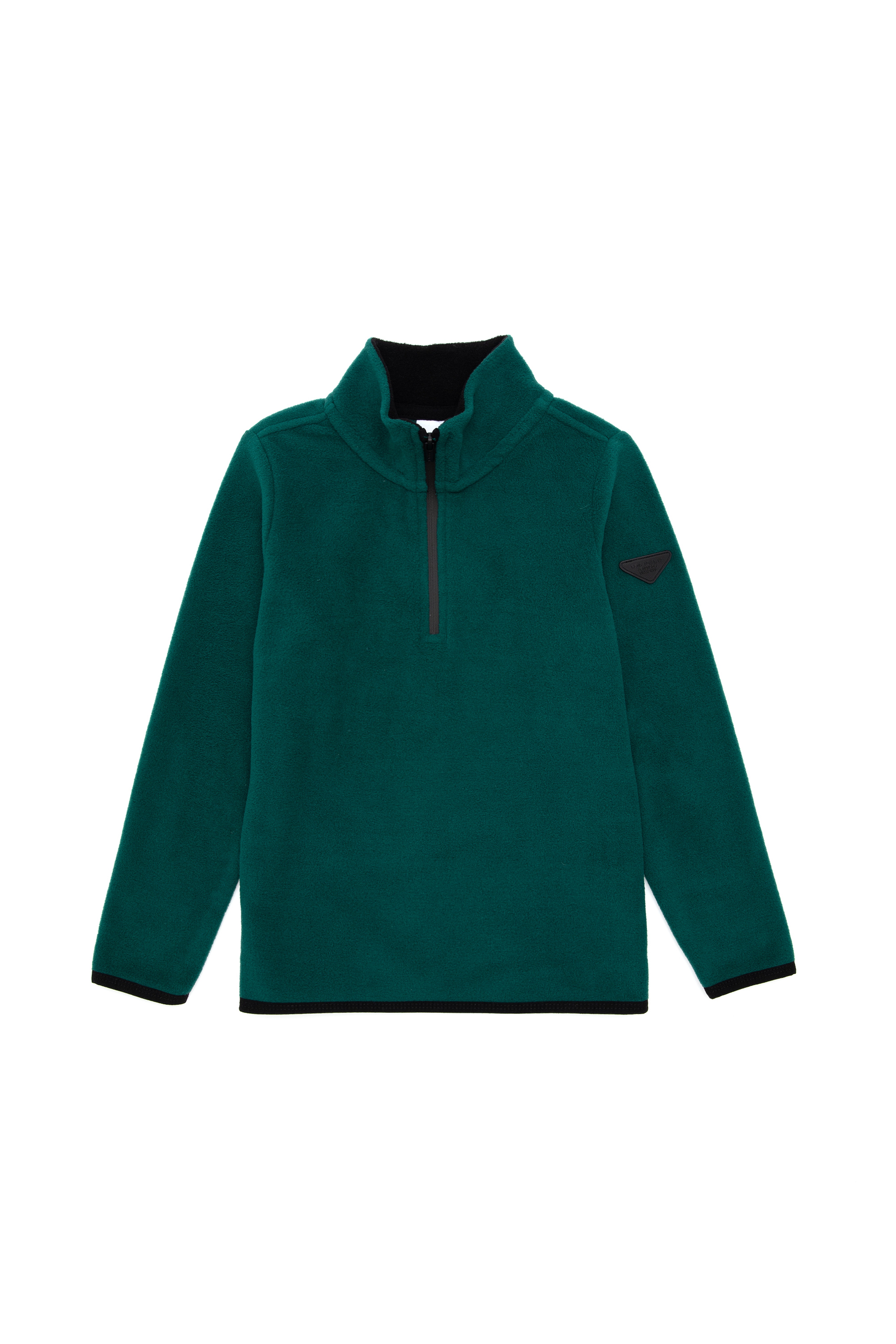 Erkek Çocuk Yarım Fermuarlı Koyu Yeşil Polar Sweatshirt - Image 1