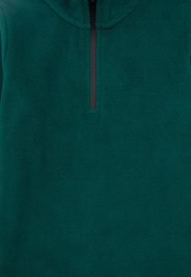 Erkek Çocuk Yarım Fermuarlı Koyu Yeşil Polar Sweatshirt - 50298060017