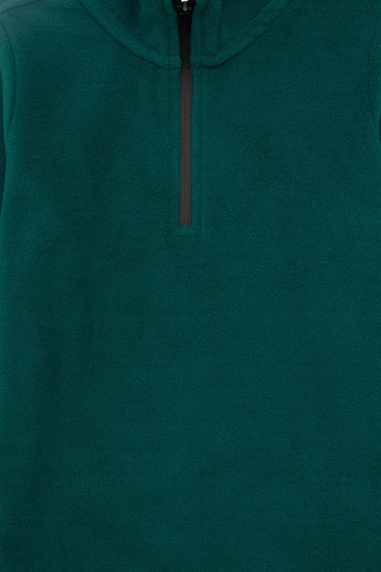 Erkek Çocuk Yarım Fermuarlı Koyu Yeşil Polar Sweatshirt - 50298060017