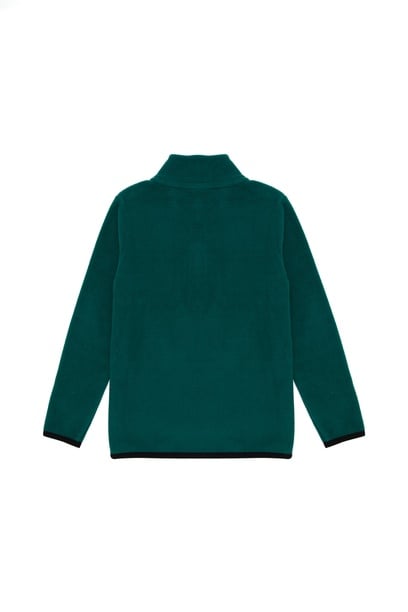 Erkek Çocuk Yarım Fermuarlı Koyu Yeşil Polar Sweatshirt