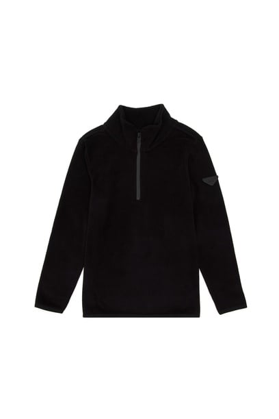 Erkek Çocuk Yarım Fermuarlı Siyah Polar Sweatshirt