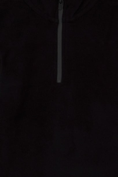 Erkek Çocuk Yarım Fermuarlı Siyah Polar Sweatshirt
