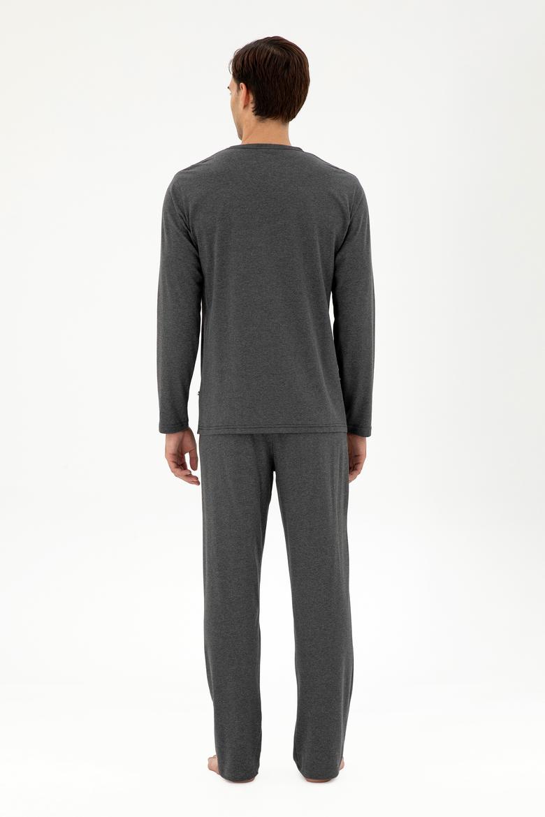 Erkek Antrasit Melanj Pijama Takımı - 50301719016