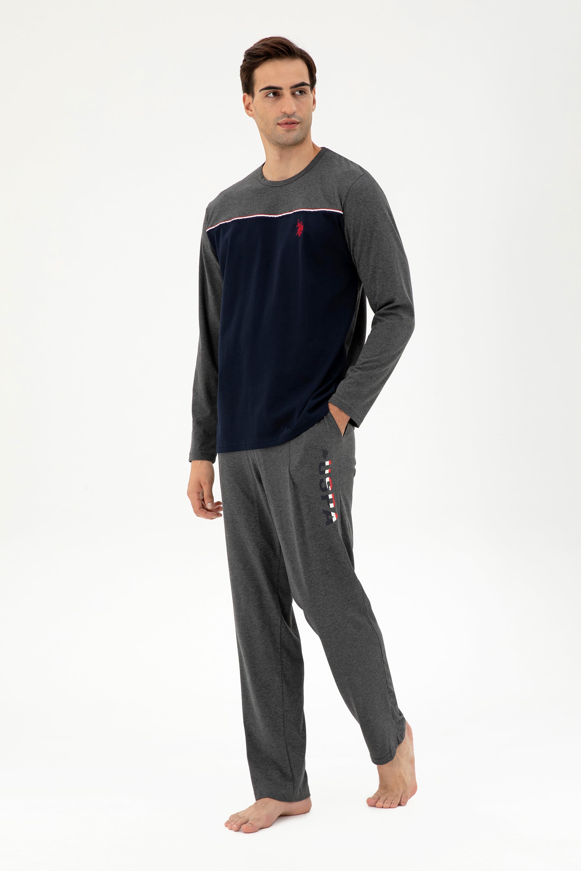 Erkek Antrasit Melanj Pijama Takımı