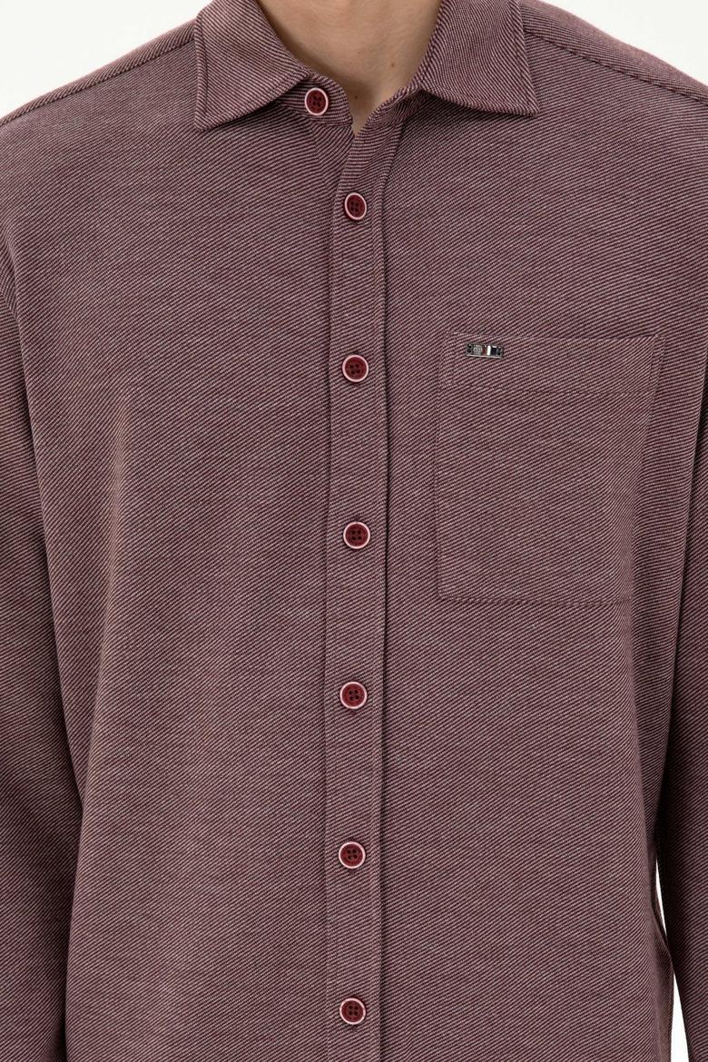 Erkek Bordo Comfort Fit Cepli Örme Gömlek - 50306264028