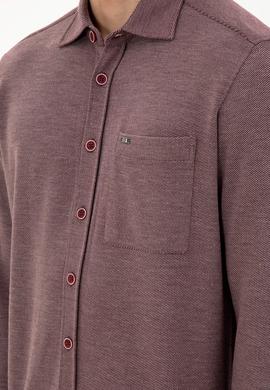 Erkek Bordo Comfort Fit Cepli Örme Gömlek - 50306264028
