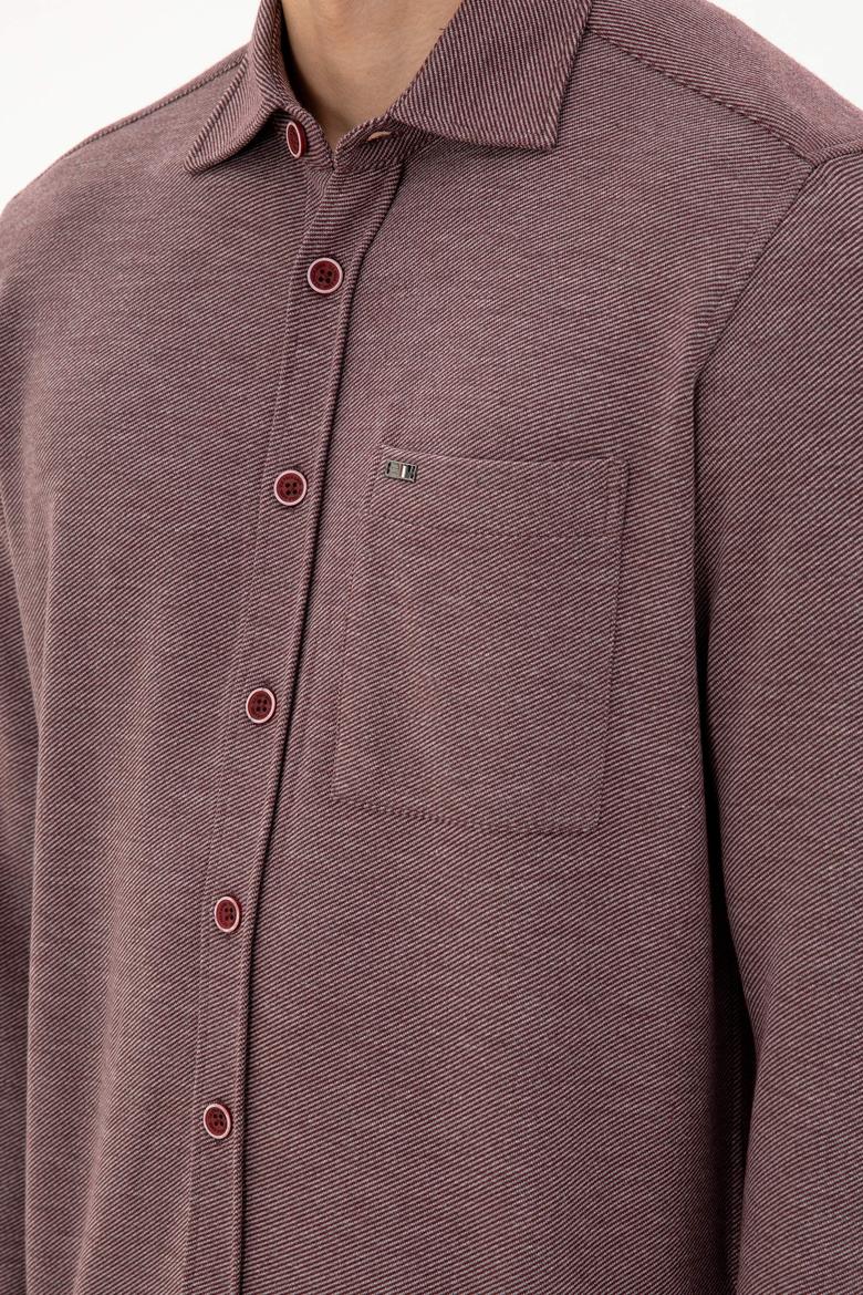 Erkek Bordo Comfort Fit Cepli Örme Gömlek - 50306264028