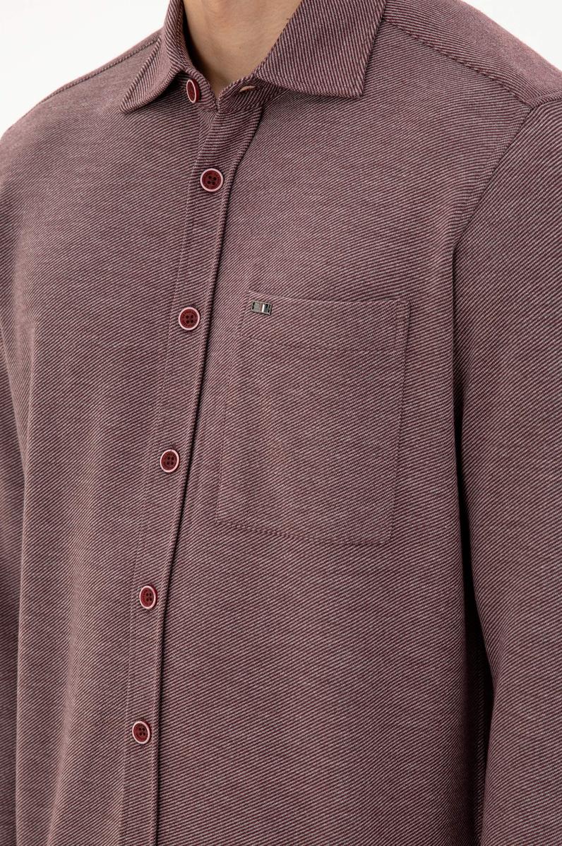 Erkek Bordo Comfort Fit Cepli Örme Gömlek