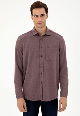 Erkek Bordo Comfort Fit Cepli Örme Gömlek - 50306264028