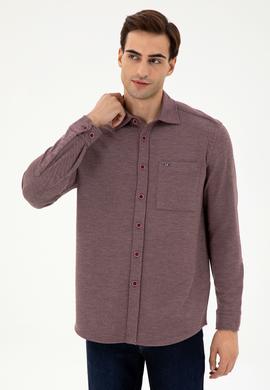 Erkek Bordo Comfort Fit Cepli Örme Gömlek - 50306264028