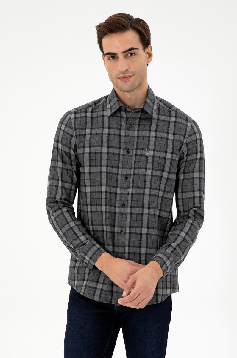 Erkek Antrasit Uzun Kollu Gömlek