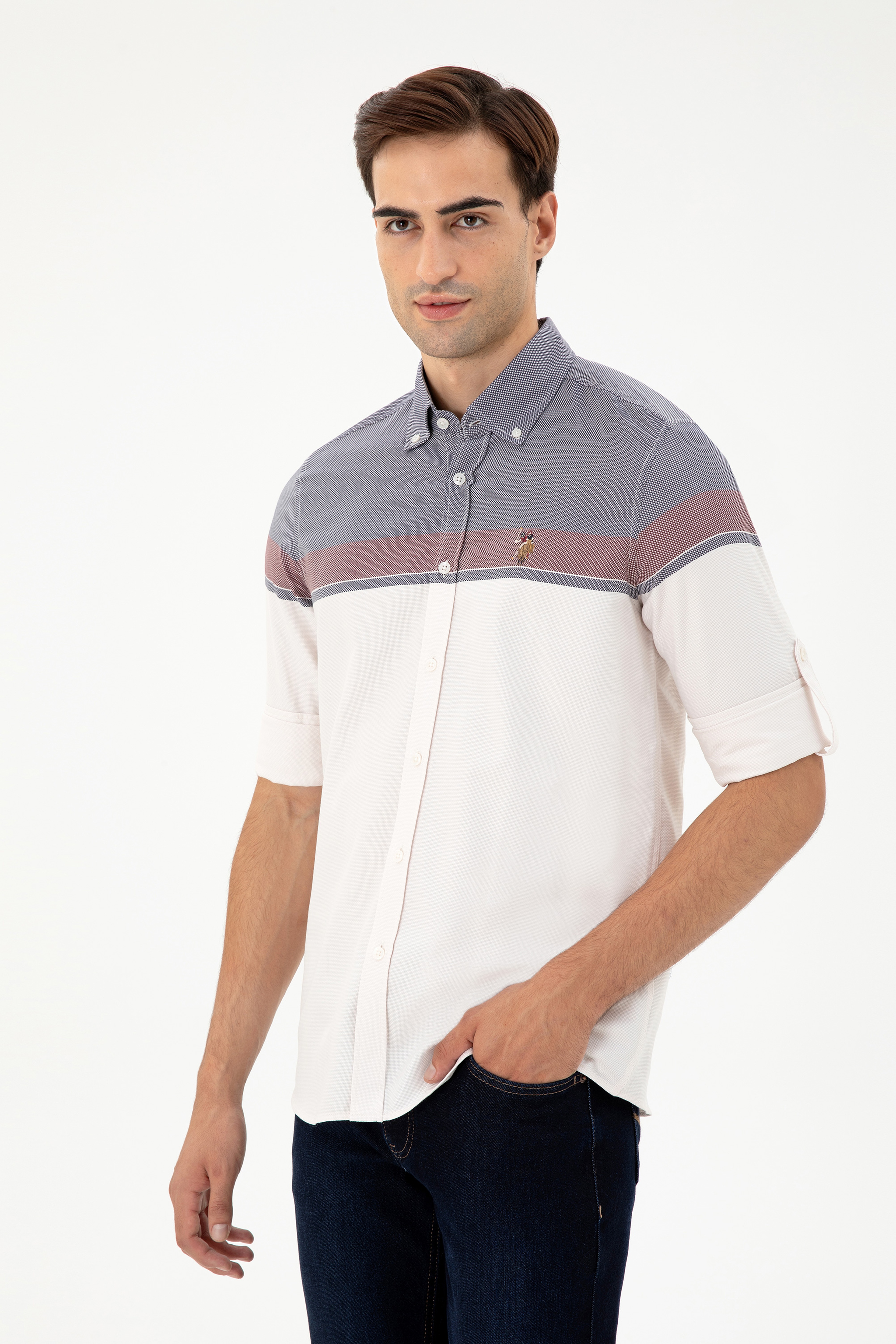 Erkek Bordo Uzun Kollu Gömlek - Image 3