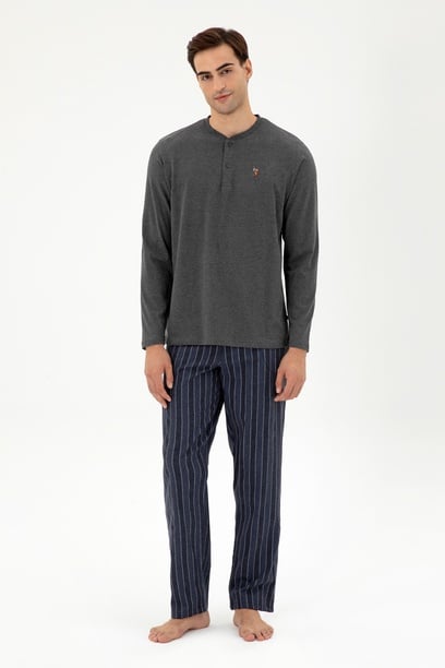 Erkek Antrasit Melanj Pijama Takımı