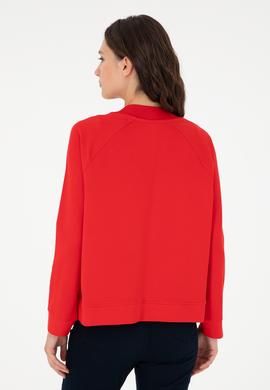 Kadın Kırmızı Bisiklet Yaka Sweatshirt - 50296903049