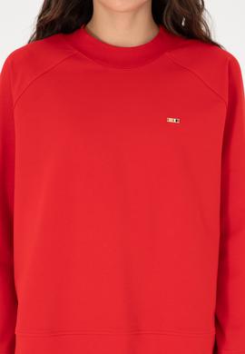 Kadın Kırmızı Bisiklet Yaka Sweatshirt - 50296903049