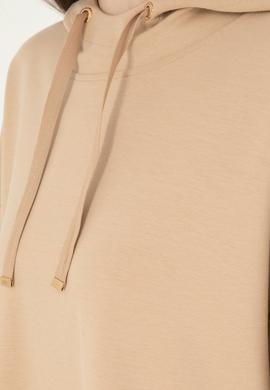 Kadın Kum Modal Karışımlı Kapüşonlu Sweatshirt - 50296940040