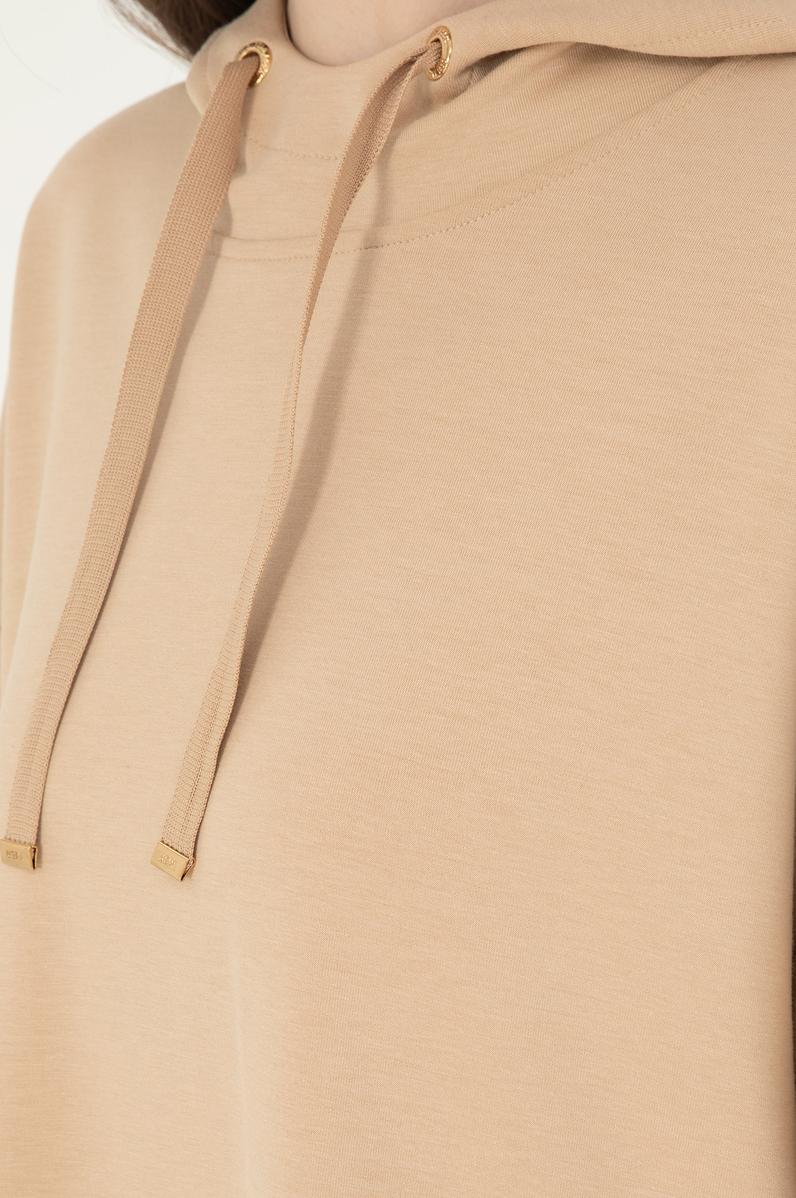 Kadın Kum Modal Karışımlı Kapüşonlu Sweatshirt