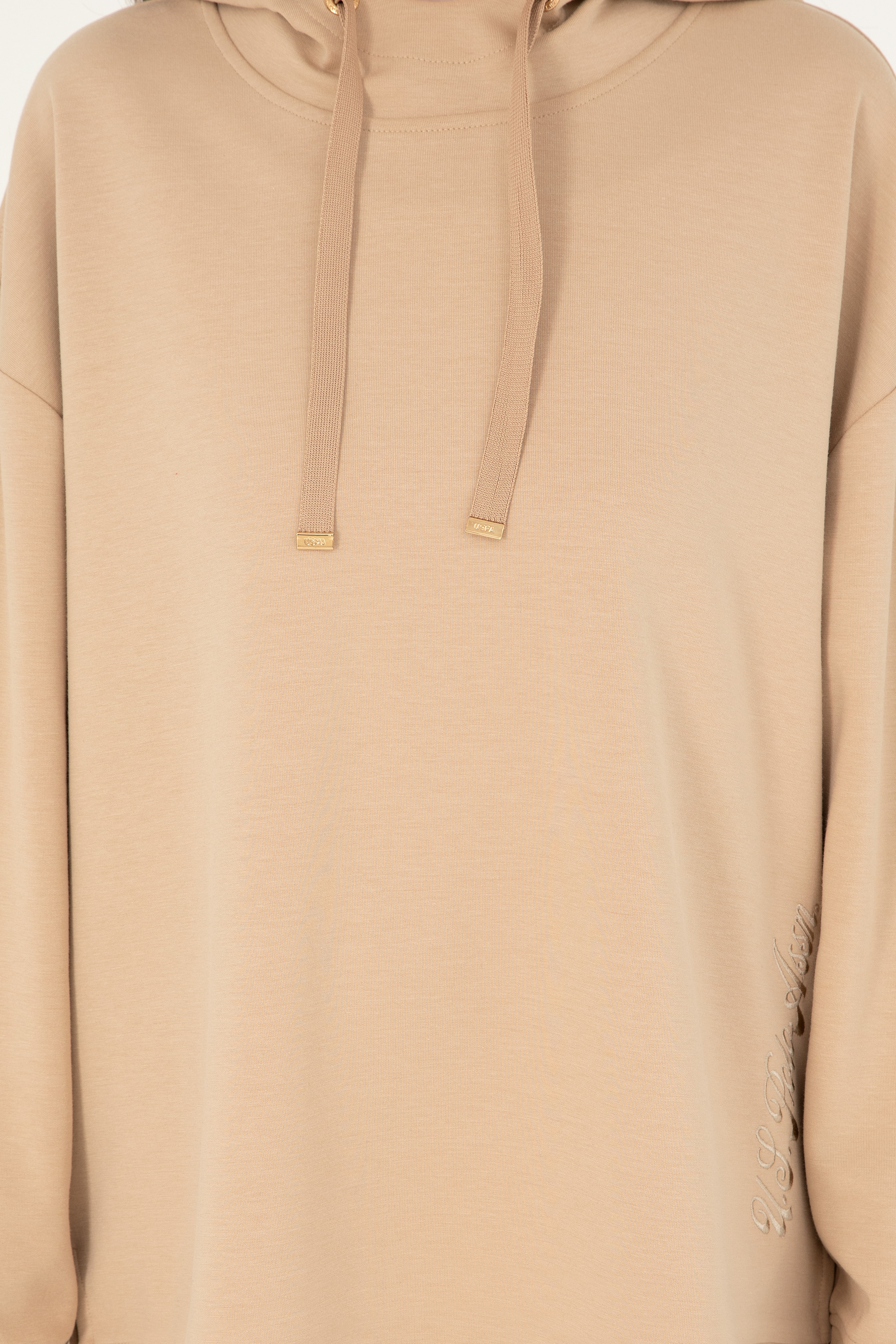 Kadın Kum Modal Karışımlı Kapüşonlu Sweatshirt - Image 6