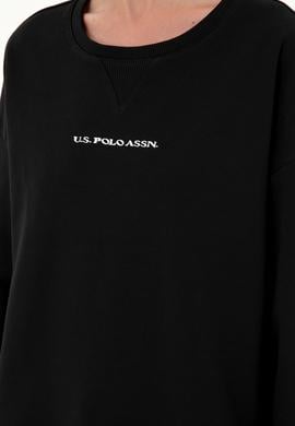 Kadın Siyah Bisiklet Yaka Sweatshirt - 50296945014