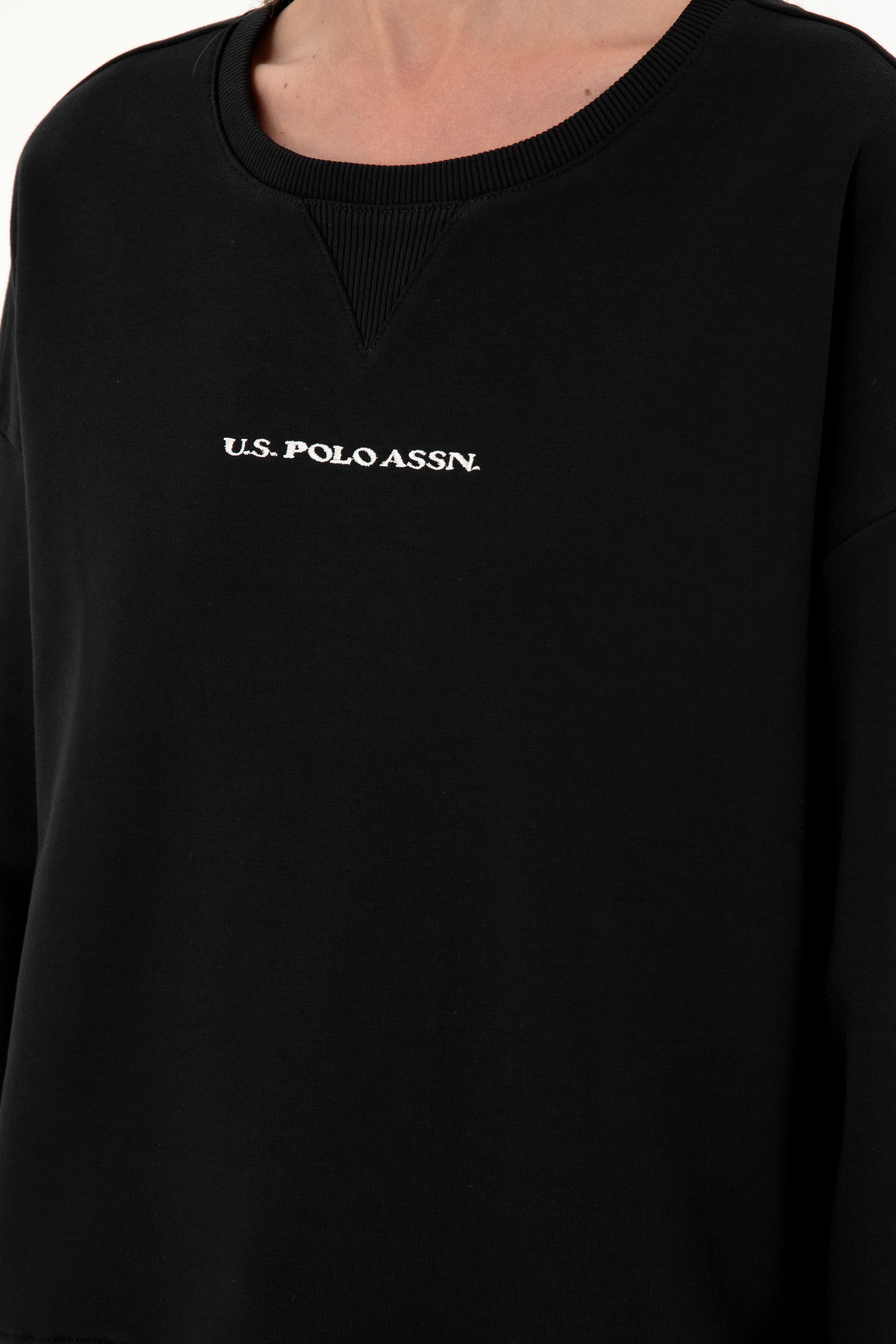 Kadın Siyah Bisiklet Yaka Sweatshirt - Image 7
