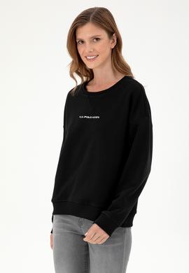 Kadın Siyah Bisiklet Yaka Sweatshirt - 50296945014