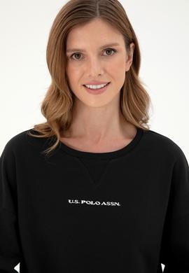 Kadın Siyah Bisiklet Yaka Sweatshirt - 50296945014