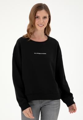 Kadın Siyah Bisiklet Yaka Sweatshirt - 50296945014