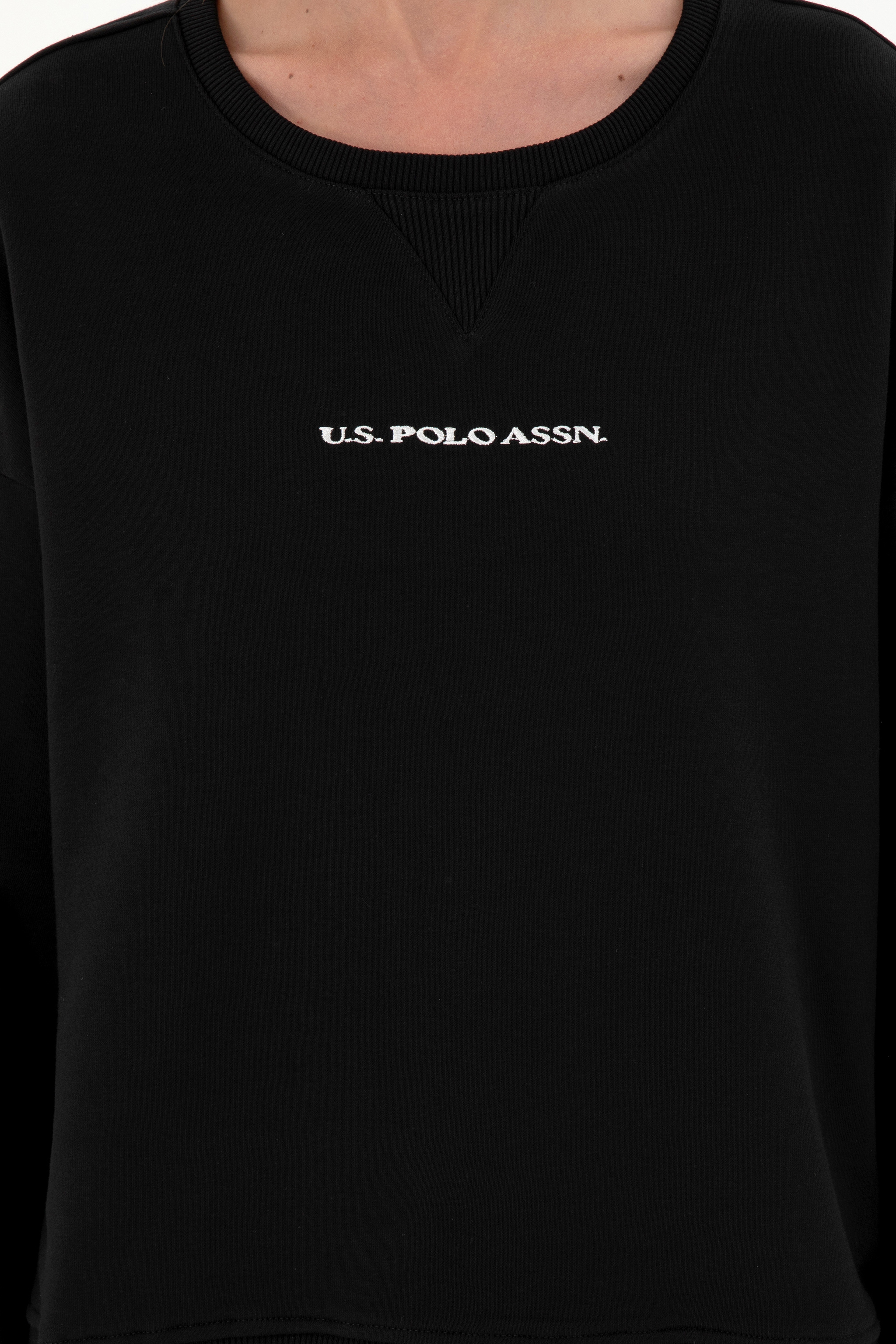 Kadın Siyah Bisiklet Yaka Sweatshirt