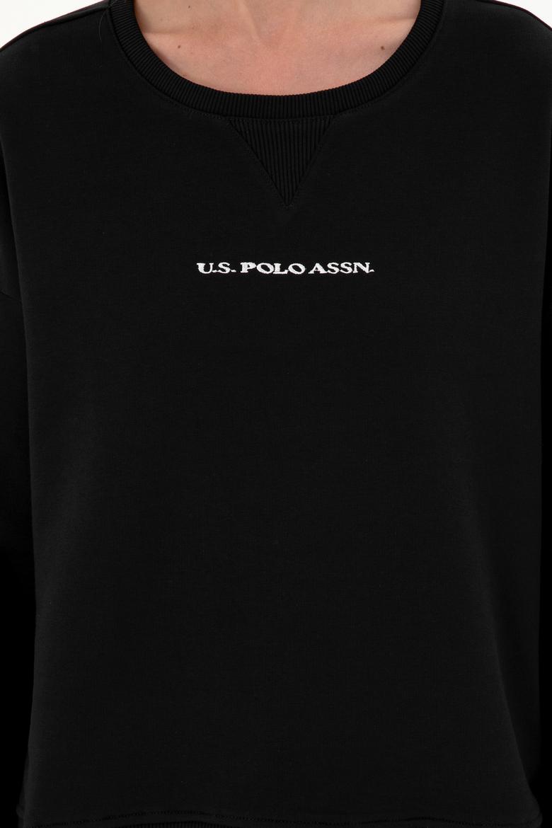 Kadın Siyah Bisiklet Yaka Sweatshirt - 50296945014