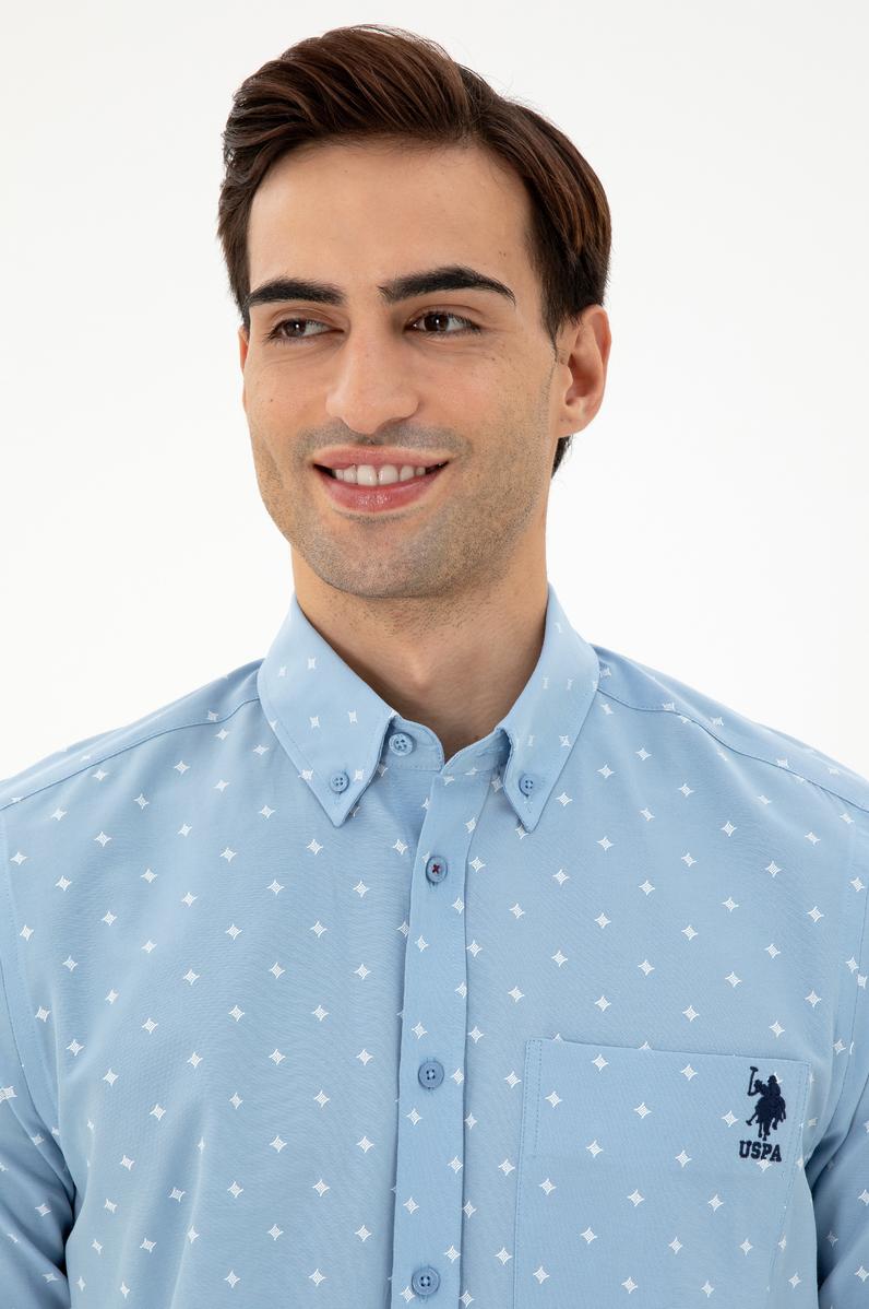 Erkek Açık Mavi Regular Fit Cepli Gömlek