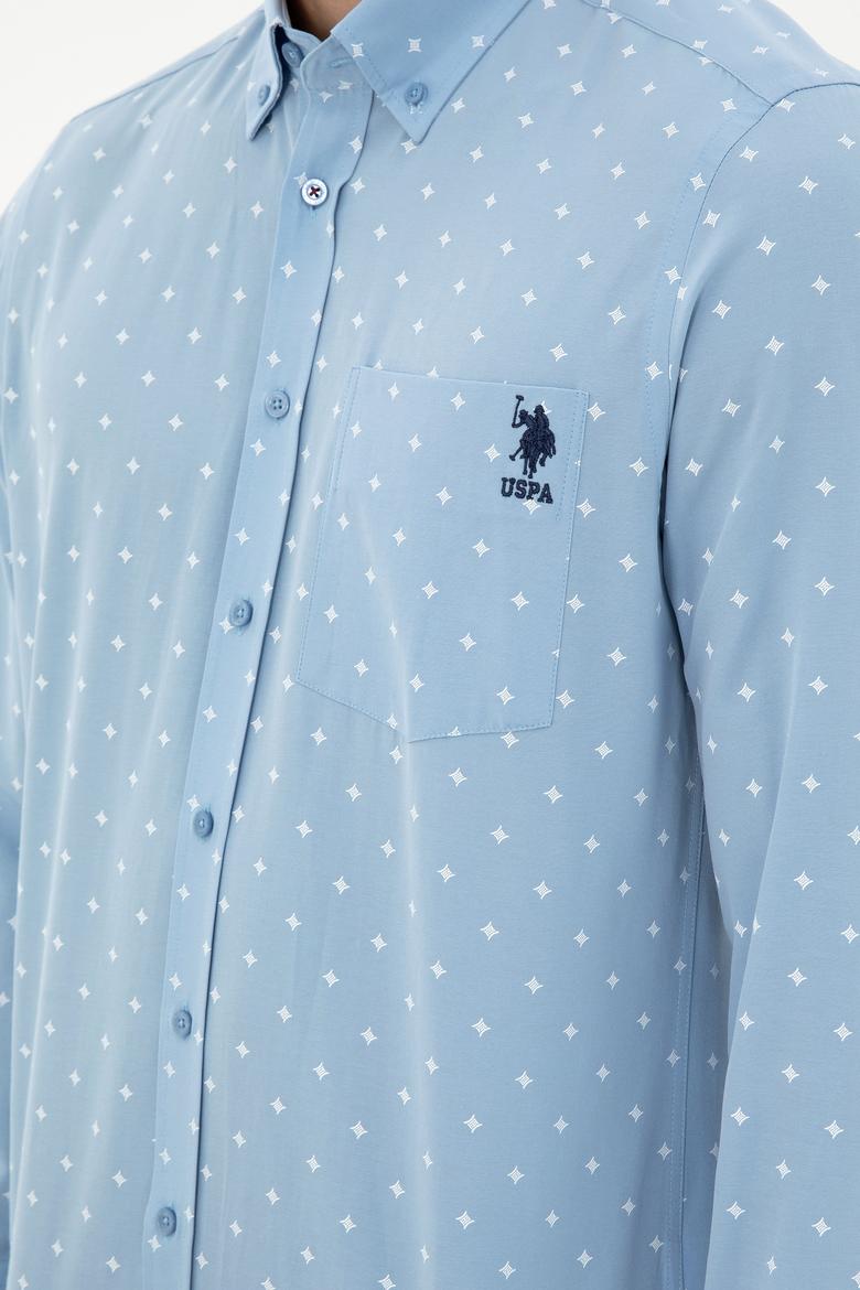 Erkek Açık Mavi Regular Fit Cepli Gömlek - 50296606024