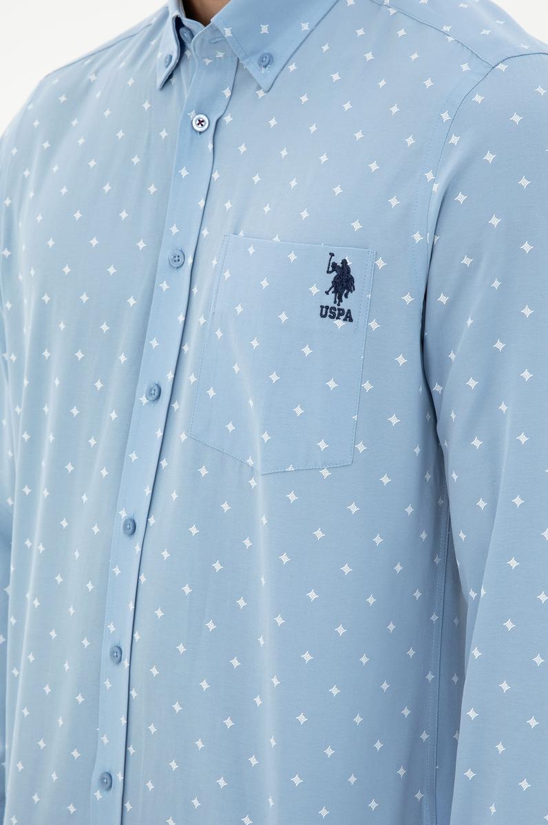 Erkek Açık Mavi Regular Fit Cepli Gömlek