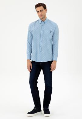 Erkek Açık Mavi Regular Fit Cepli Gömlek - 50296606024