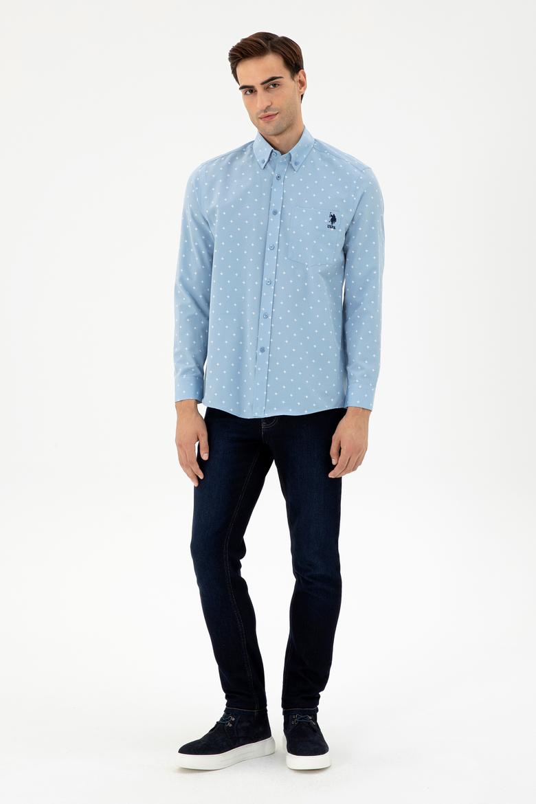 Erkek Açık Mavi Regular Fit Cepli Gömlek - 50296606024