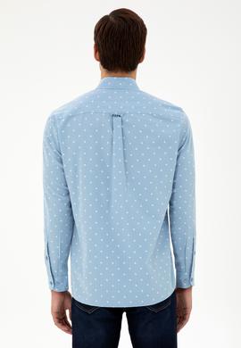 Erkek Açık Mavi Regular Fit Cepli Gömlek - 50296606024