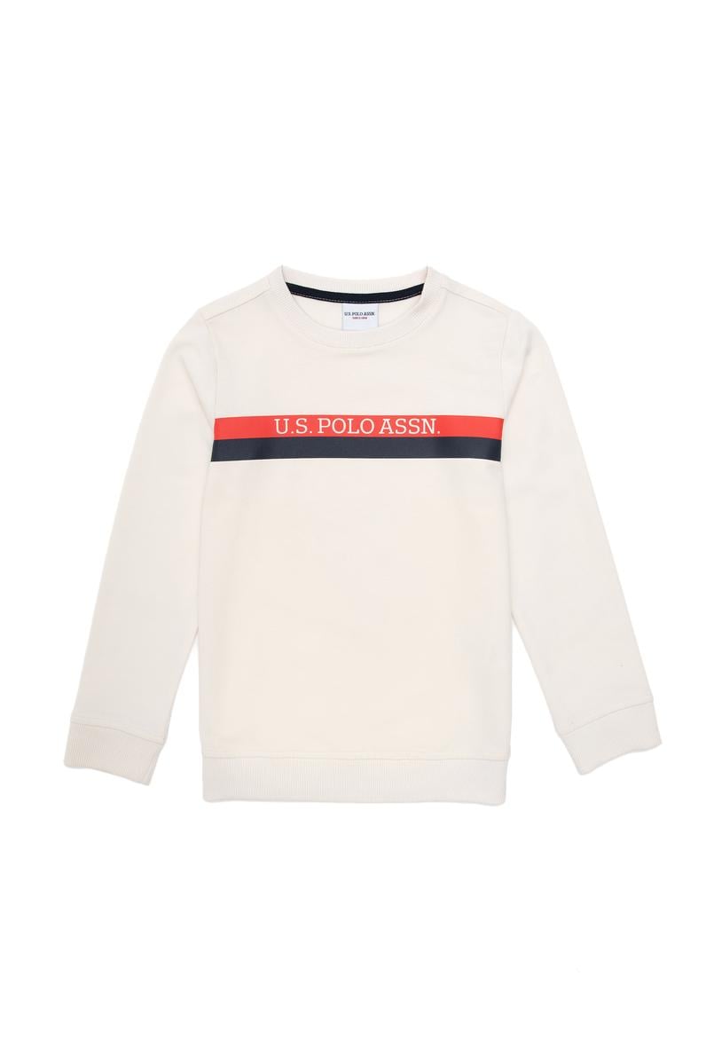 Erkek Çocuk Krem Bisiklet Yaka Sweatshirt