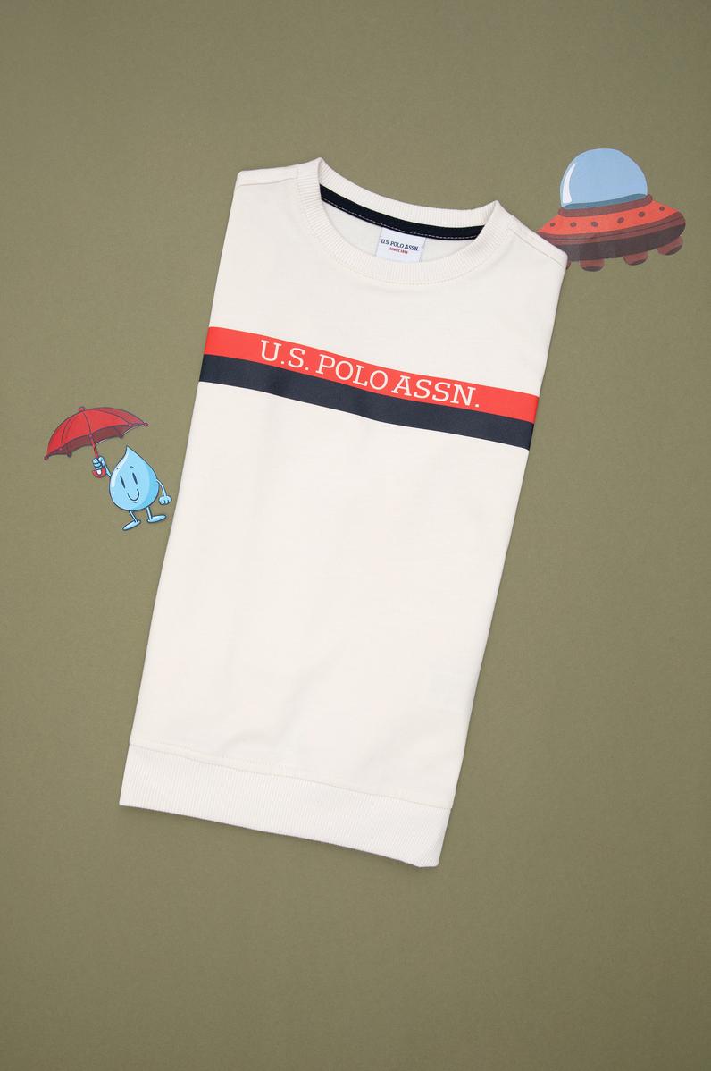 Erkek Çocuk Krem Bisiklet Yaka Sweatshirt