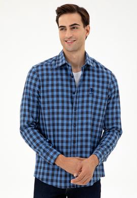 Erkek İndigo Uzun Kollu Gömlek - 50296607036