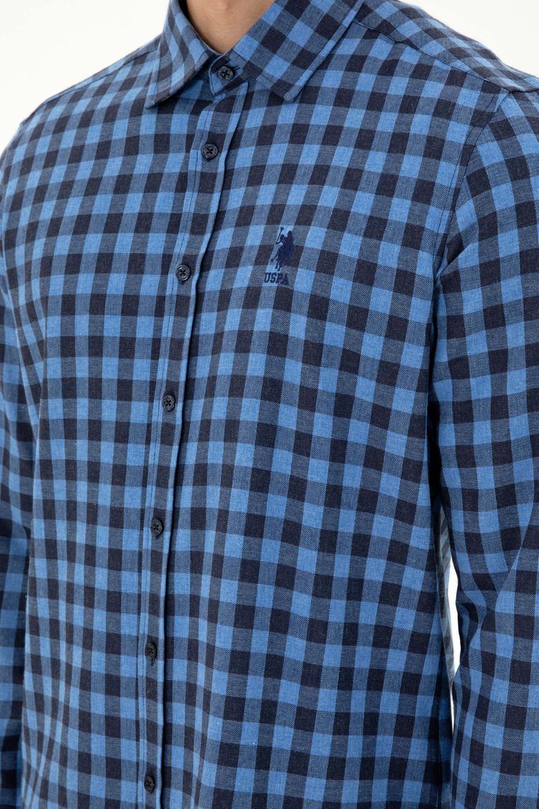 Erkek İndigo Uzun Kollu Gömlek - 50296607036