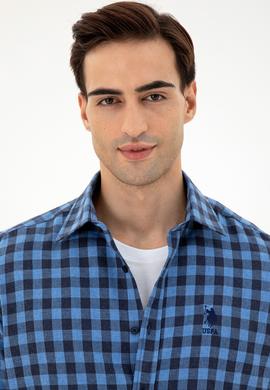 Erkek İndigo Uzun Kollu Gömlek - 50296607036