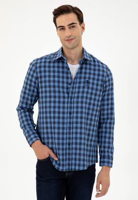 Erkek İndigo Uzun Kollu Gömlek - 50296607036