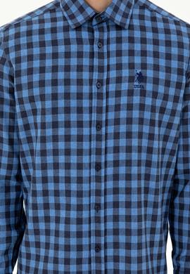 Erkek İndigo Uzun Kollu Gömlek - 50296607036