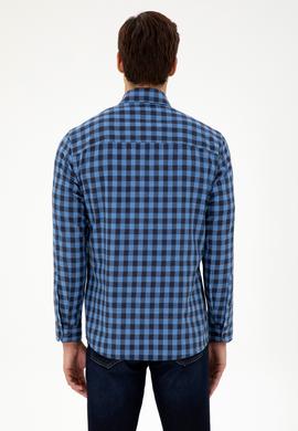 Erkek İndigo Uzun Kollu Gömlek - 50296607036